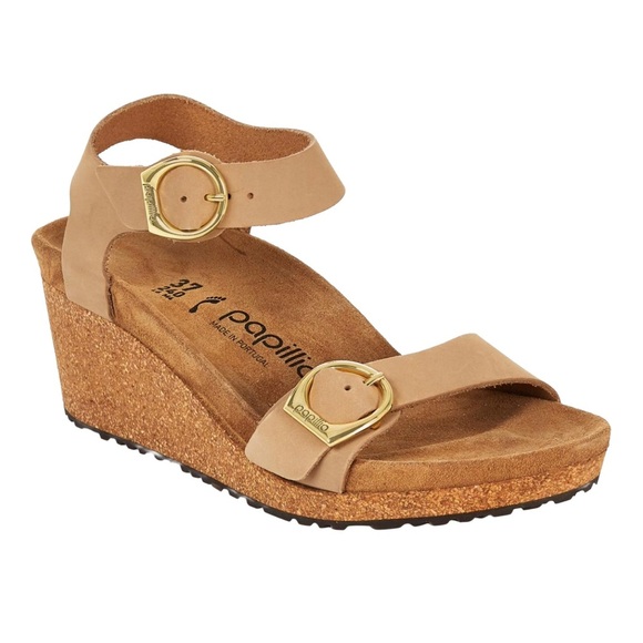 Papillio Birkenstock Women's Sz US 6-6.5 EU 37 Soley Ring Tan Sandals Wedge NEW! - Picture 1 of 9